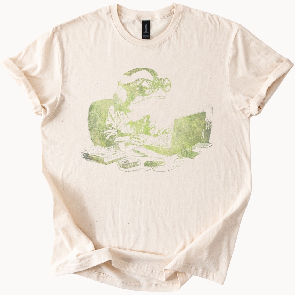 Gamer Frog Graphic Tee Retro Computer Vibes Neon Style